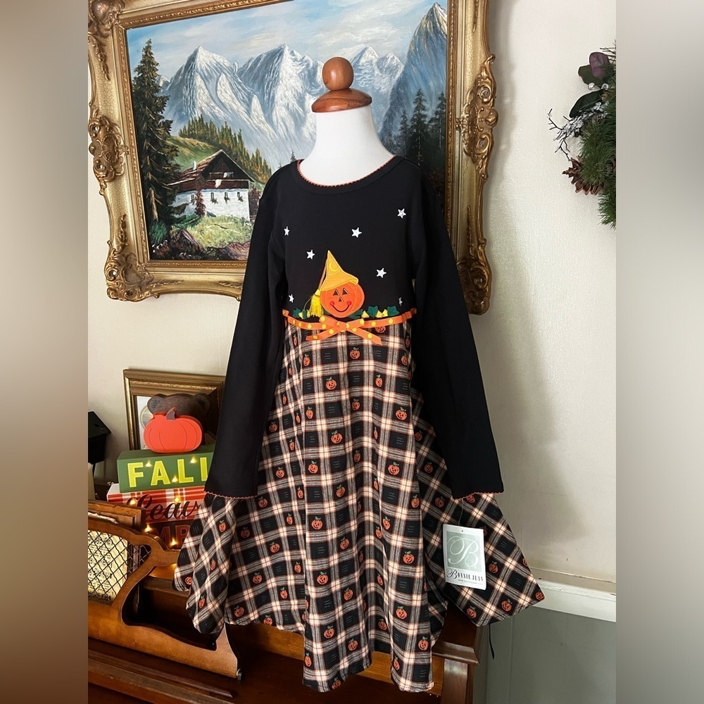 🎃 Rare Vintage Halloween Pumpkim Long Sleeve Dress NWT